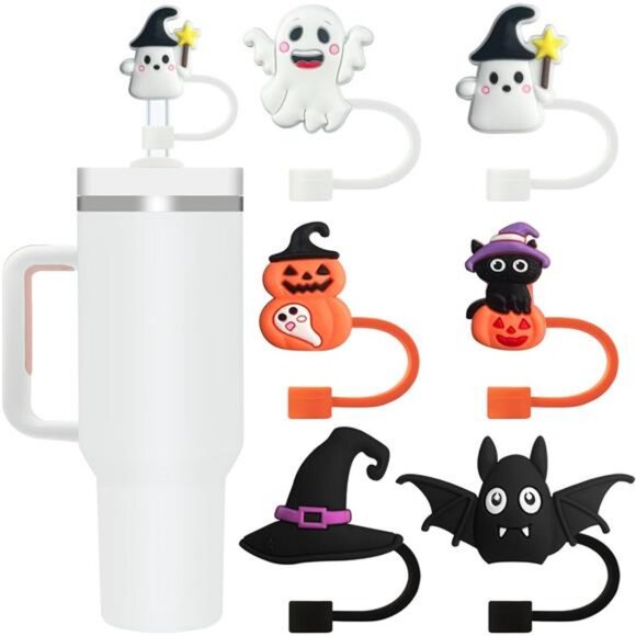 6 PCS Halloween Straw Toppers for Stanley 30&40 Oz Tumbler, 10mm/04in - Picture 1 of 7